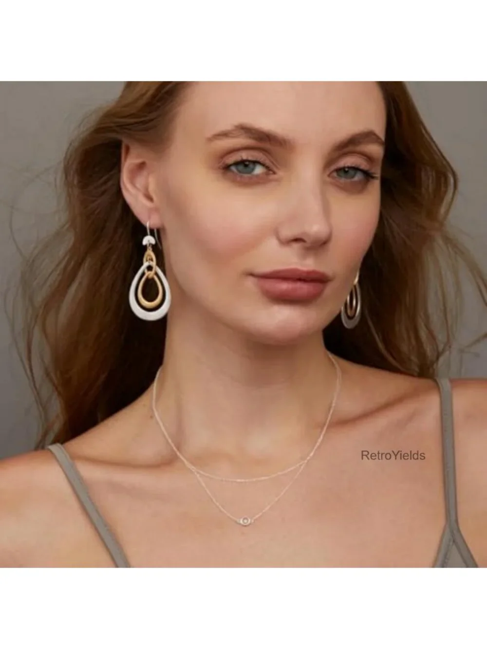 Antique Gold Hammered Disc Drop Earrings Boho Two Tone Dangle Jewelry Gift